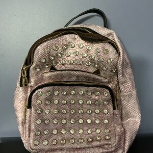 Metallic Pink and Rhinestone Studded Backpack